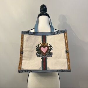 Brighton 2019 Love Is All You Need Canvas Tote with Heart Emblem